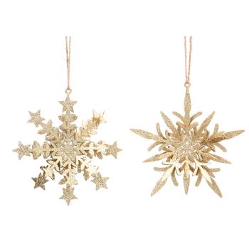 Gisela Graham Gold Tin 3D Snowflake Stars - Set of 2