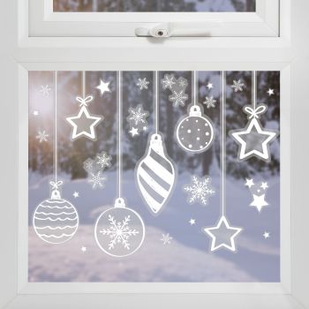 Ginger Ray Bauble and Snowfake Window Stickers