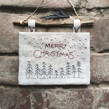 East of India Embroidered Merry Christmas Fabric Hanger