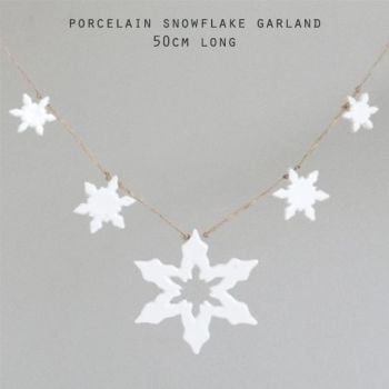 East of India Porcelain Snowflake Garland