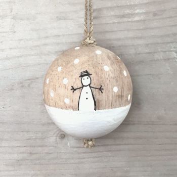East of India Wooden Bauble - Snowman