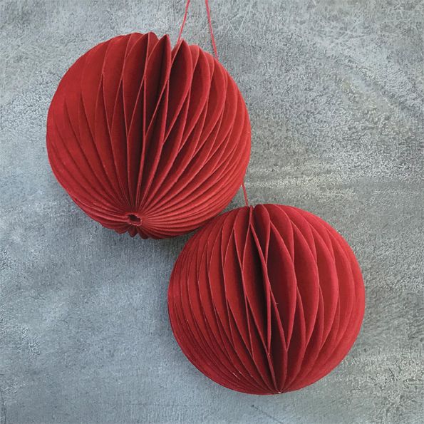 East of India Red Paper Baubles - Pack of 2