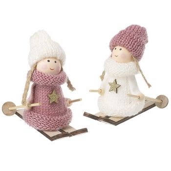 Pink and White Skiing Fairy Mix- Set of 2