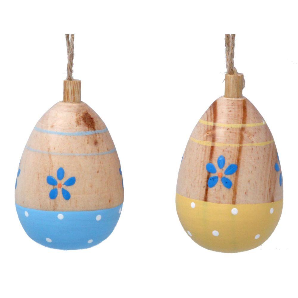 Gisela Graham Forget Me Not 3D Wooden Eggs - Set of 2