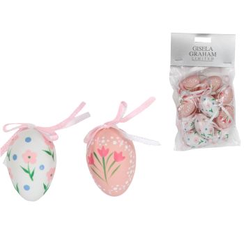 Gisela Graham Pink and White Mini Egg Decorations - Bag of 12
