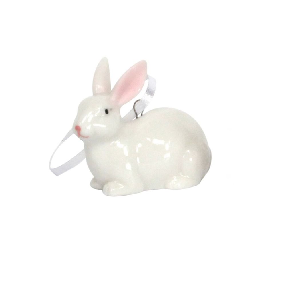 Gisela Graham Ceramic White Bunny Decoration