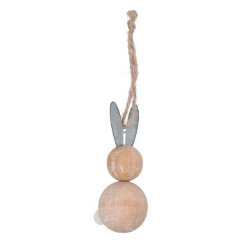 Gisela Graham Natural Wood Bunny with Tin Ears Decoration