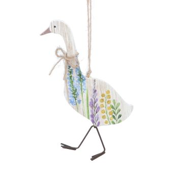 Gisela Graham Wildflower Meadow Wooden Goose Decoration