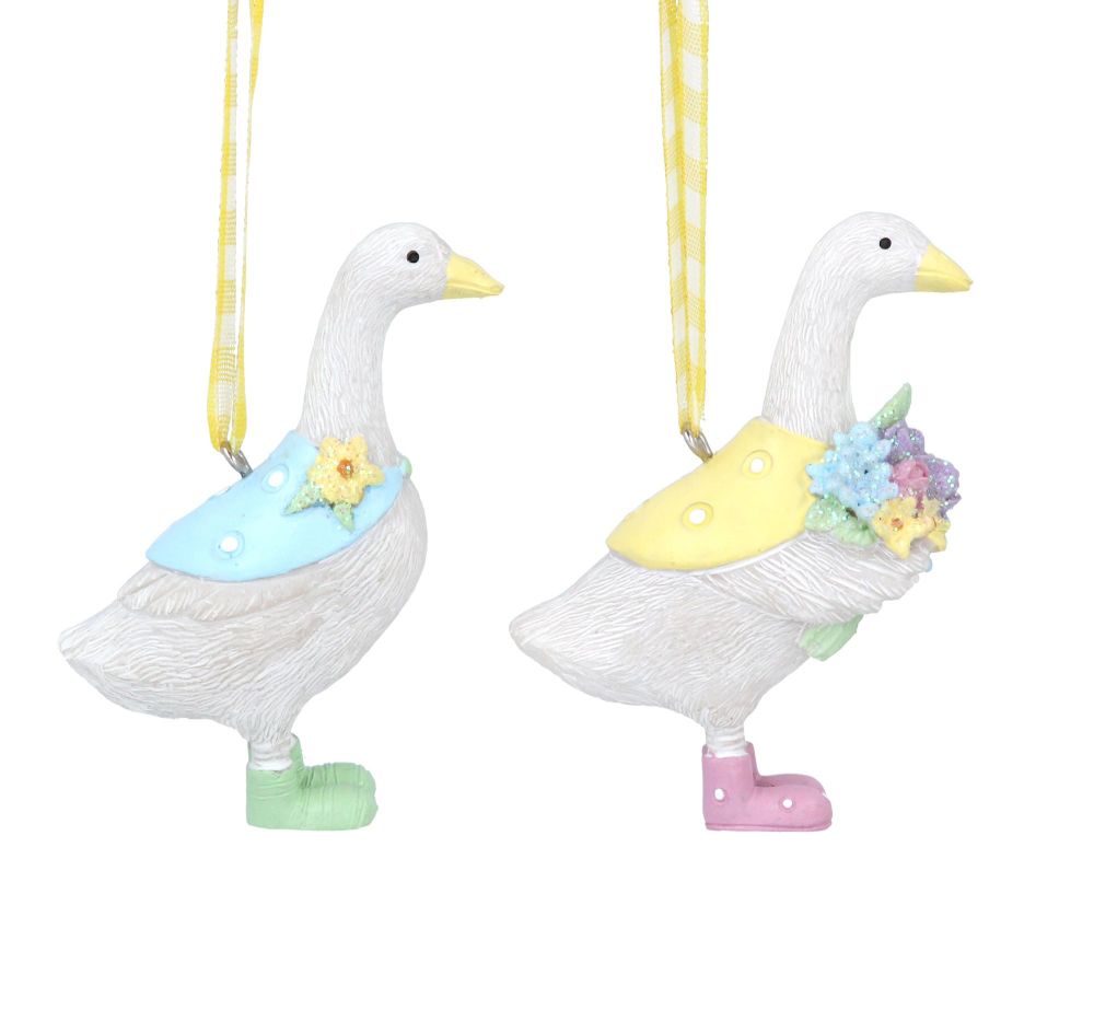 Gisela Graham Resin Geese Decorations - Set of 2