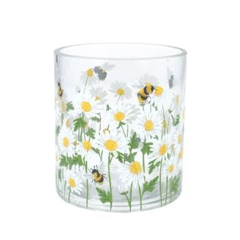 Daisy and Bee Glass Candle Holder - Small