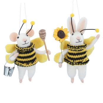 Gisela Graham Felt Mouse or Rabbit in Bee Costume