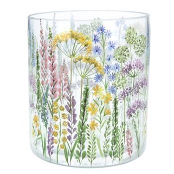 Gisela Graham Wildflower Meadow Glass Candle Holder - Large