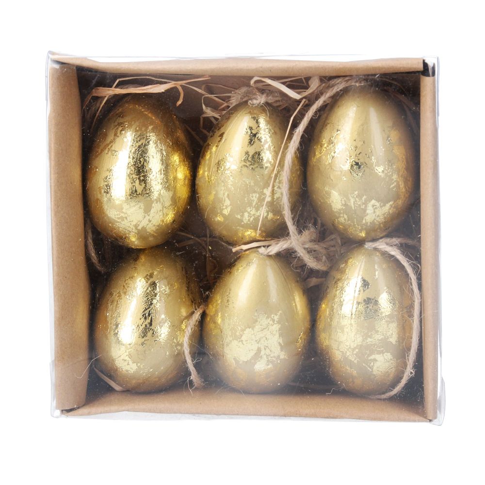 Gisela Graham Gold Leaf Egg Decorations - Box of 6