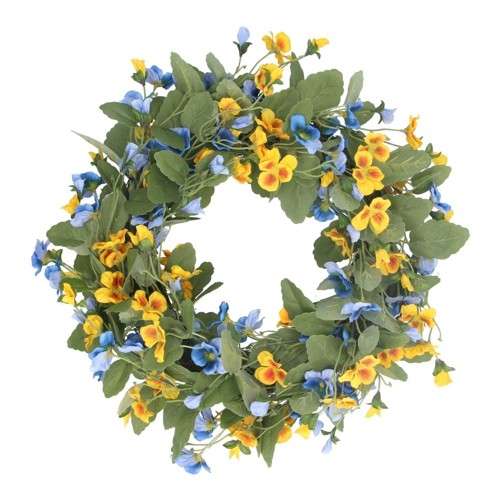 Gisela Graham Blue and Yellow Viola Wreath