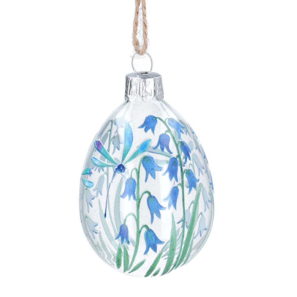 Gisela Graham Bluebell Glass Egg Decoration
