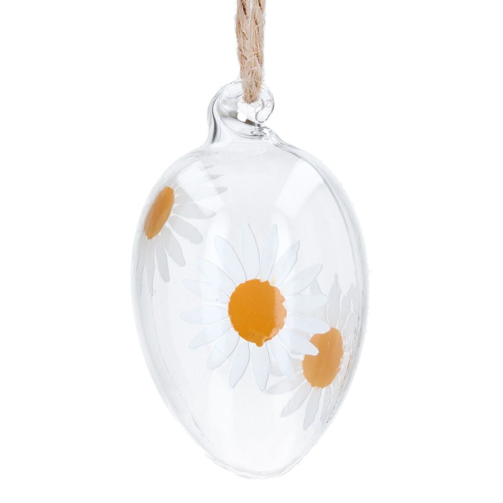 Gisela Graham Glass Daisy Egg Decoration