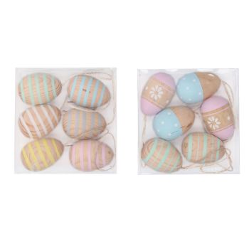 Gisela Graham Box of Painted Wooden Eggs - Box of 6