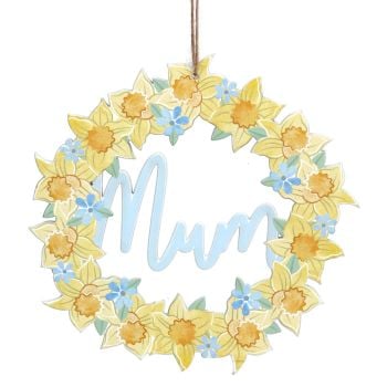 Gisela Graham Daffodil 'Mum' Wooden Decoration