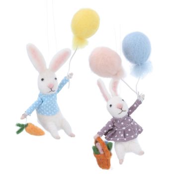 Gisela Graham Felt Bunny and Balloon -2 Assorted Designs