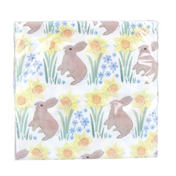 Gisela Graham Bunny and Daffodil Napkins - Pack of 20