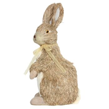 Gisela Graham Bristle Bunny with Cream Bow Ornament