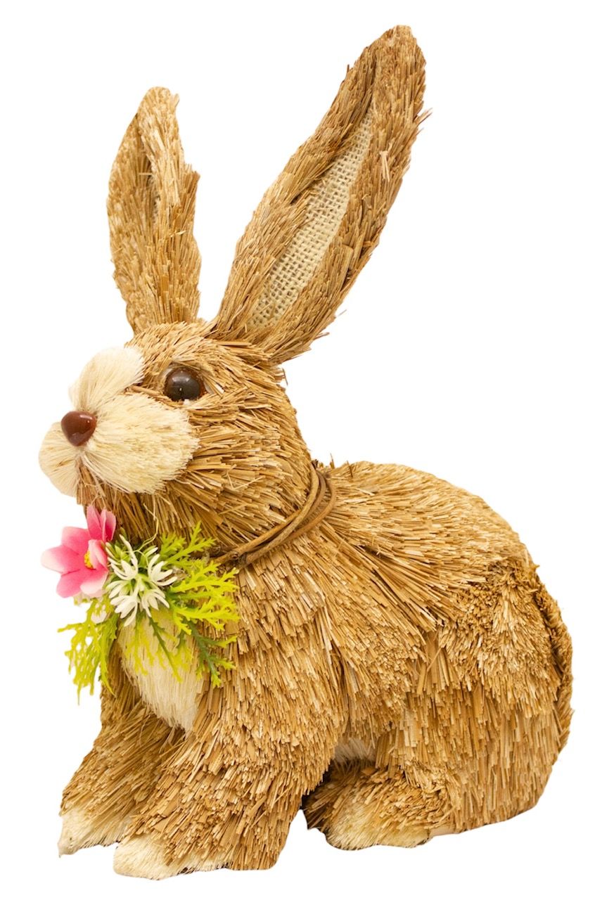 Bristle Sitting Bunny with Floral Details