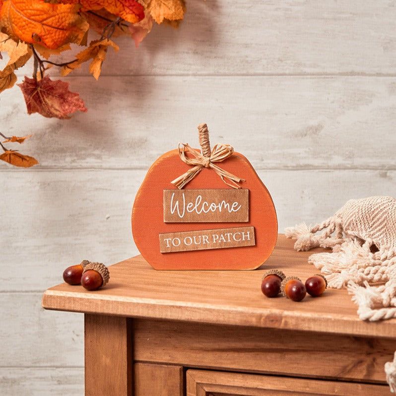 'Welcome to our Patch' Pumpkin Sign
