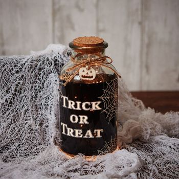'Trick or Treat' LED Halloween Glass Lantern