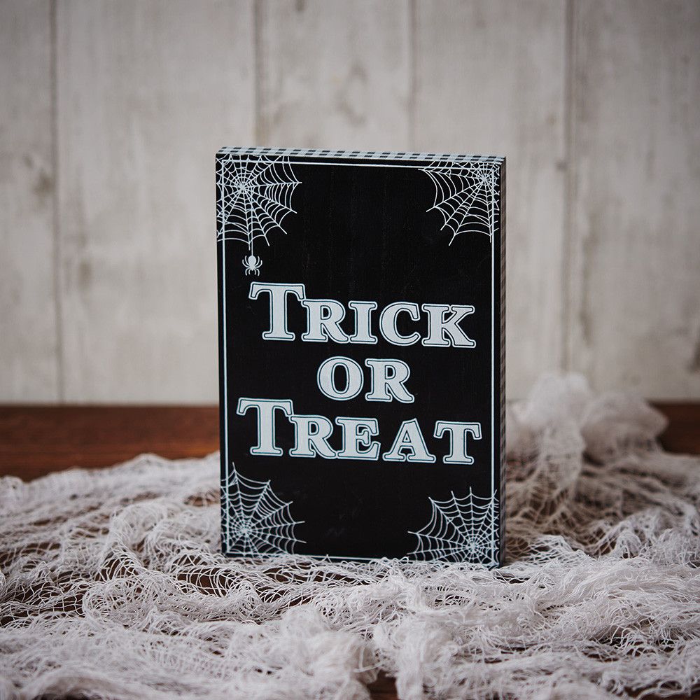 'Trick or Treat' Wooden Block Sign