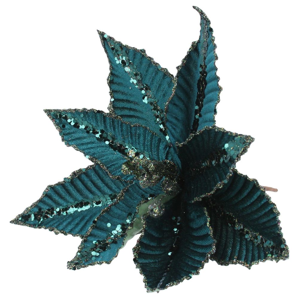 Gisela Graham Turquoise Fabric Flower Pick