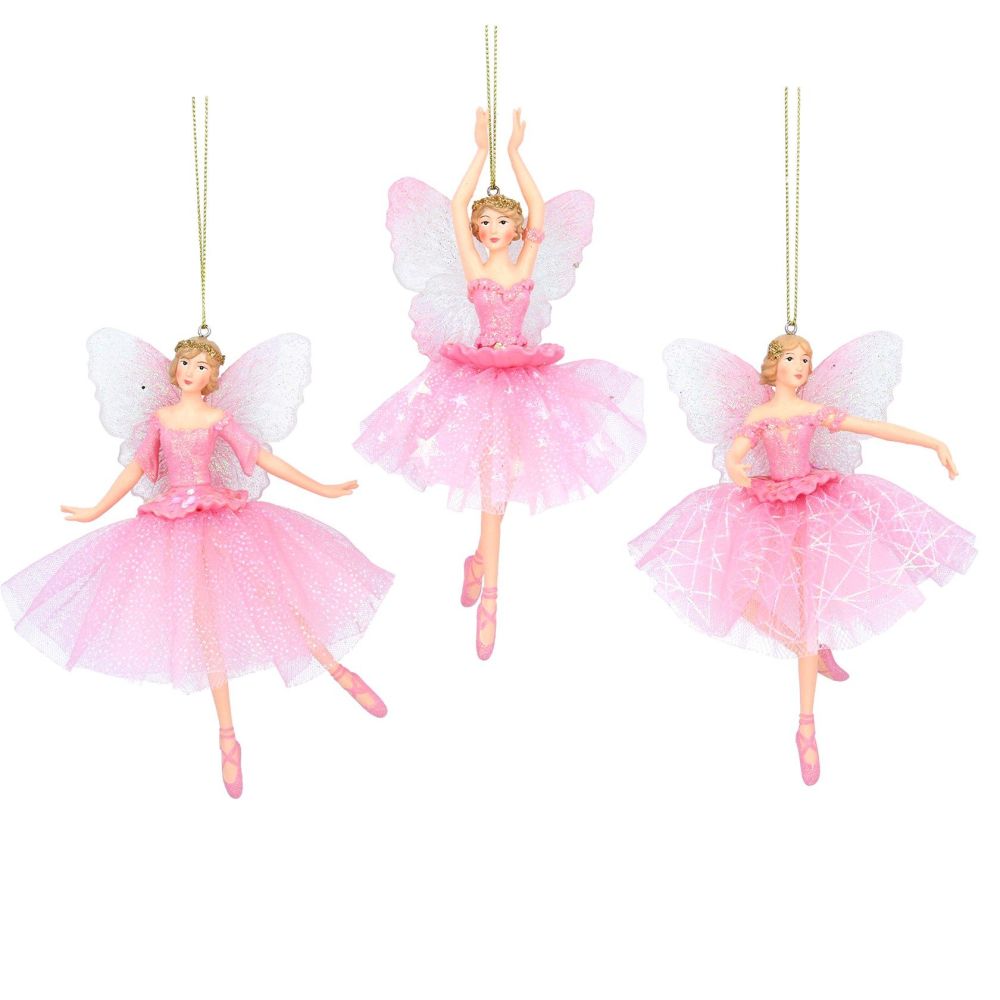 Gisela Graham Pink Ballerina Decoration - 3 Assorted
