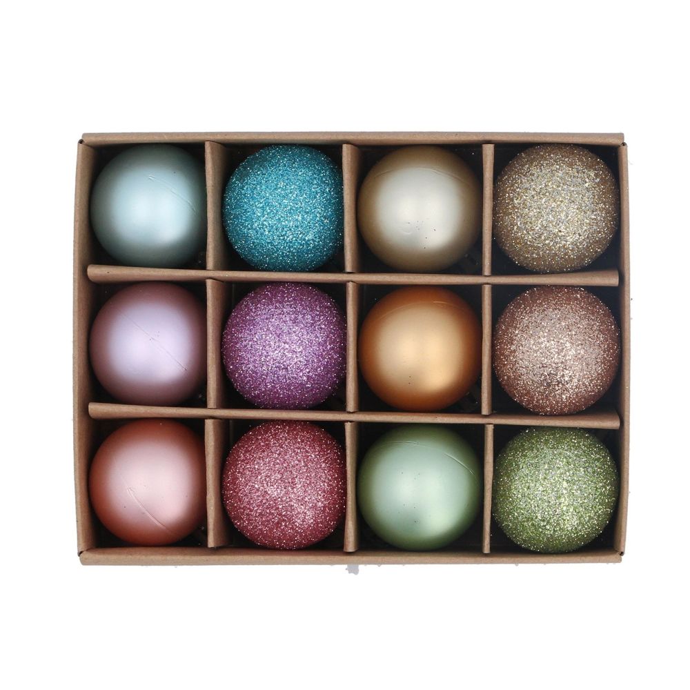 Gisela Graham Pastel Mini Ball Decorations - Box of 12