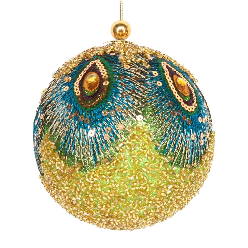 Gisela Graham Beaded Peacock Ball Decoration