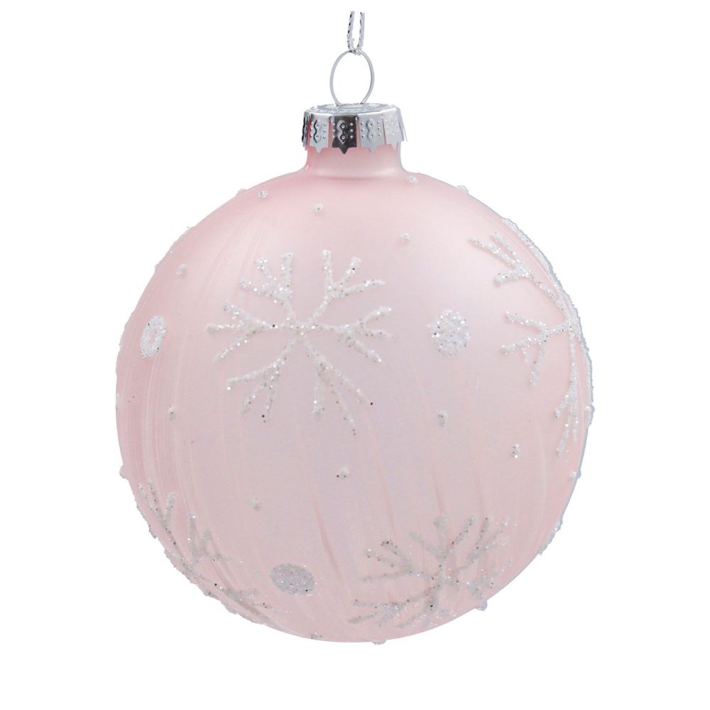 Gisela Graham Frosted Pink Snowflake Bauble