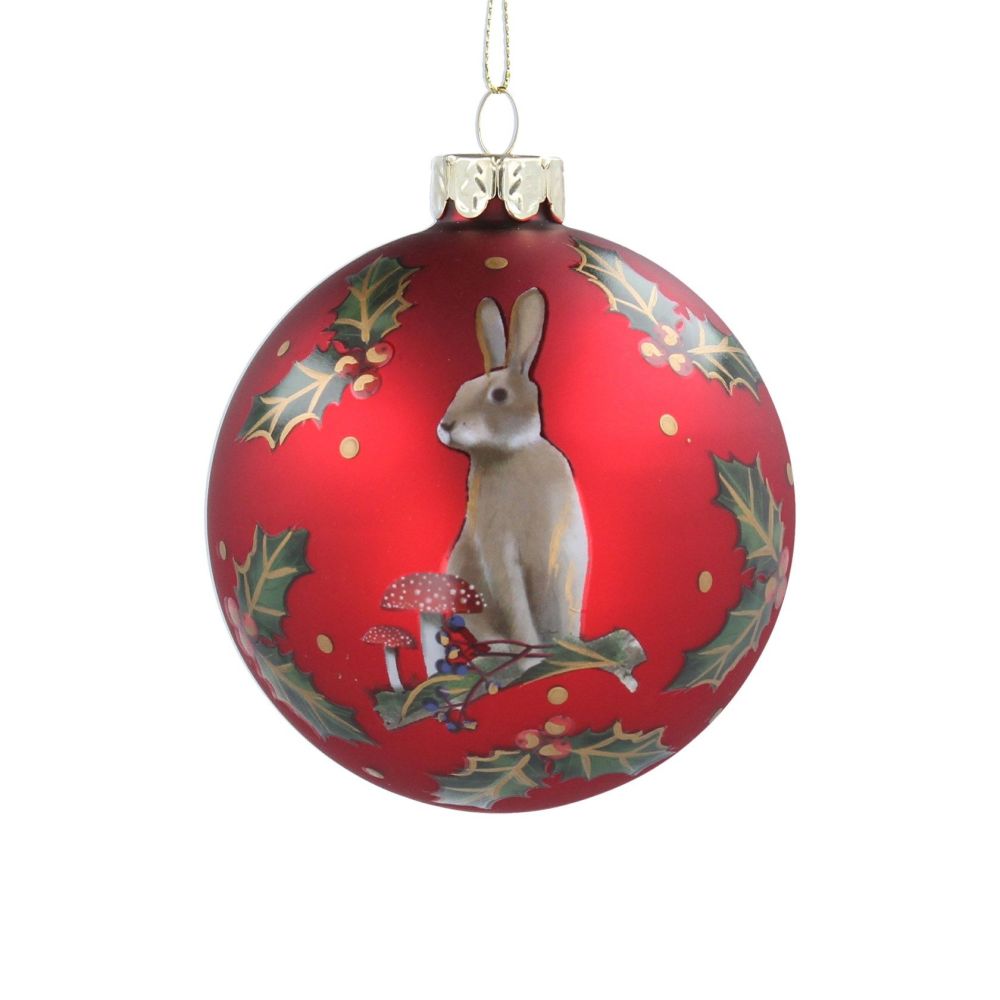Gisela Graham Red Hare and Holly Bauble