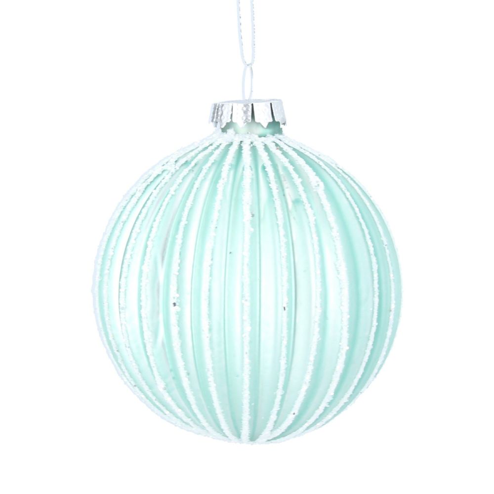 Gisela Graham Icy Blue Ribbed Bauble