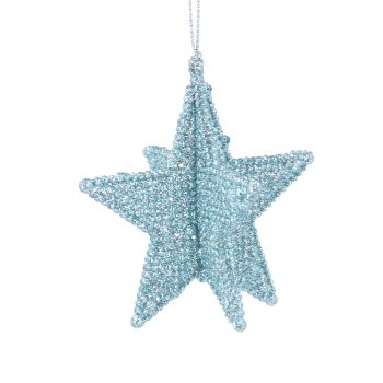 Gisela Graham Blue Glitter Star Decoration