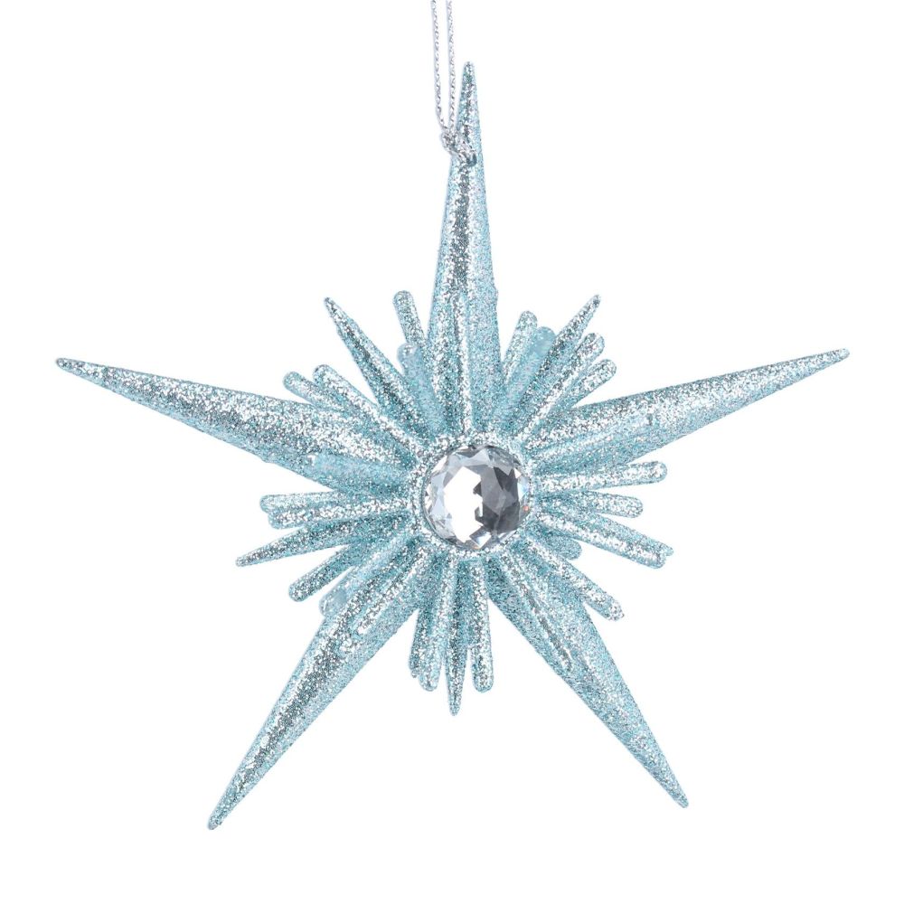 Gisela Graham Blue Diamante Glitter Star Decoration