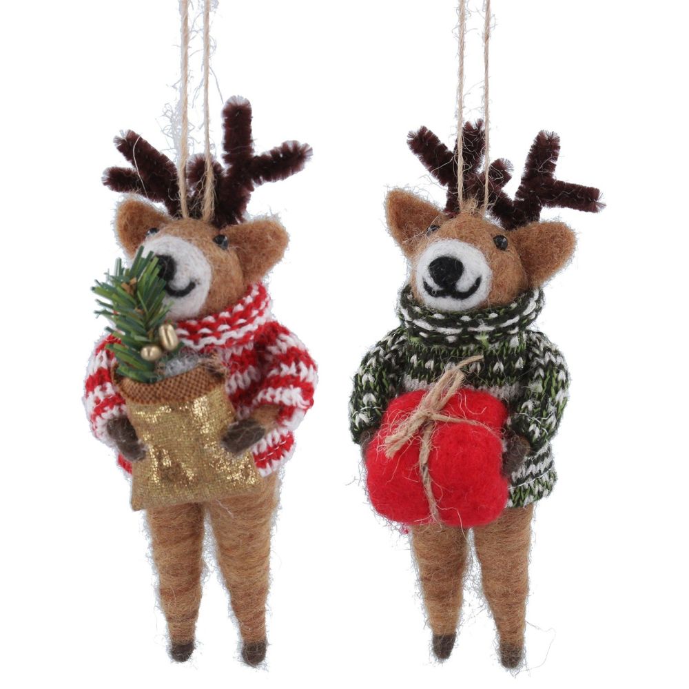 Gisela Graham Reindeer in Jumper Decoration -2 Assorted
