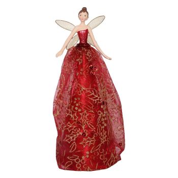 Gisela Graham Red and Gold Tree Top Fairy - Large