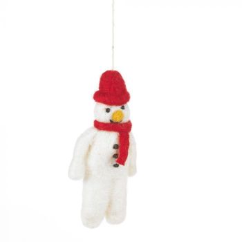 Felt Snowman in Red Hat and Scarf Decoration