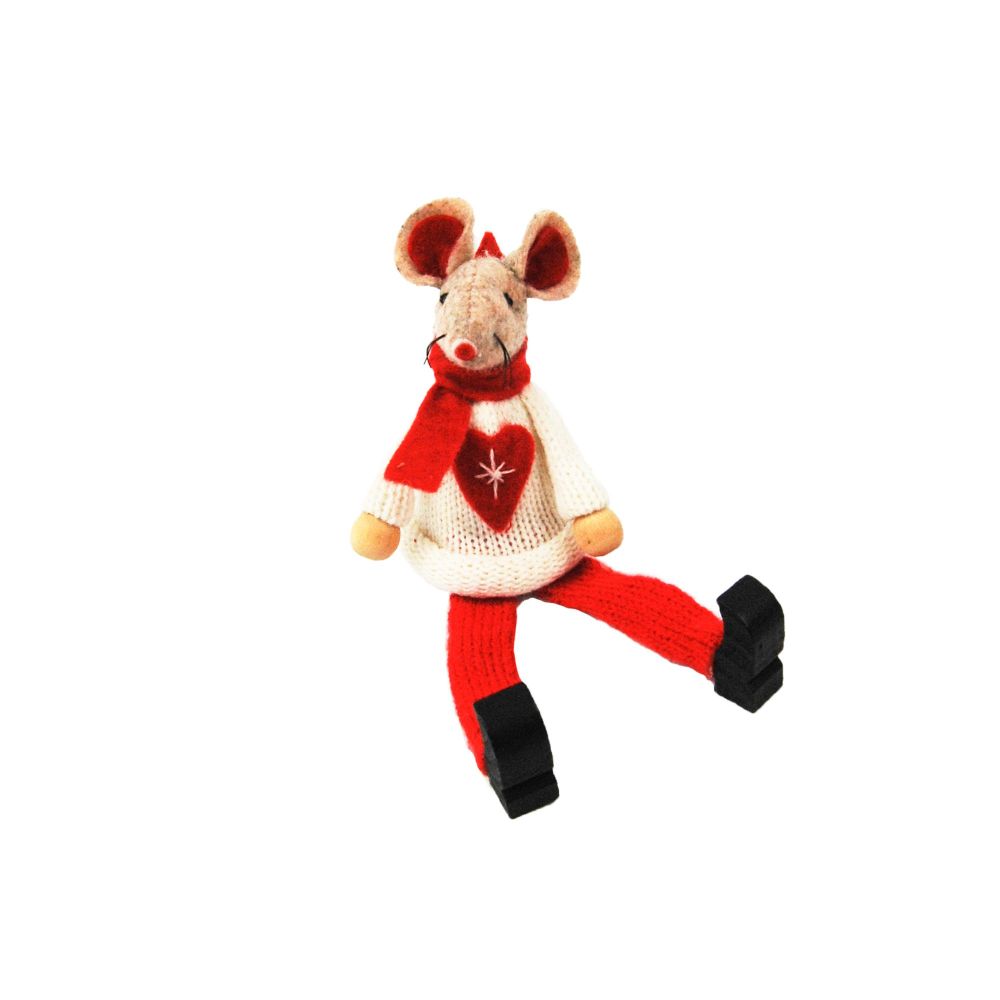 Felt Mouse in Woolen Heart Jumper Decoration