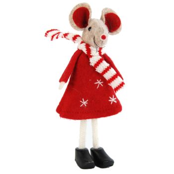 Felt Standing Mouse in Red Decoration