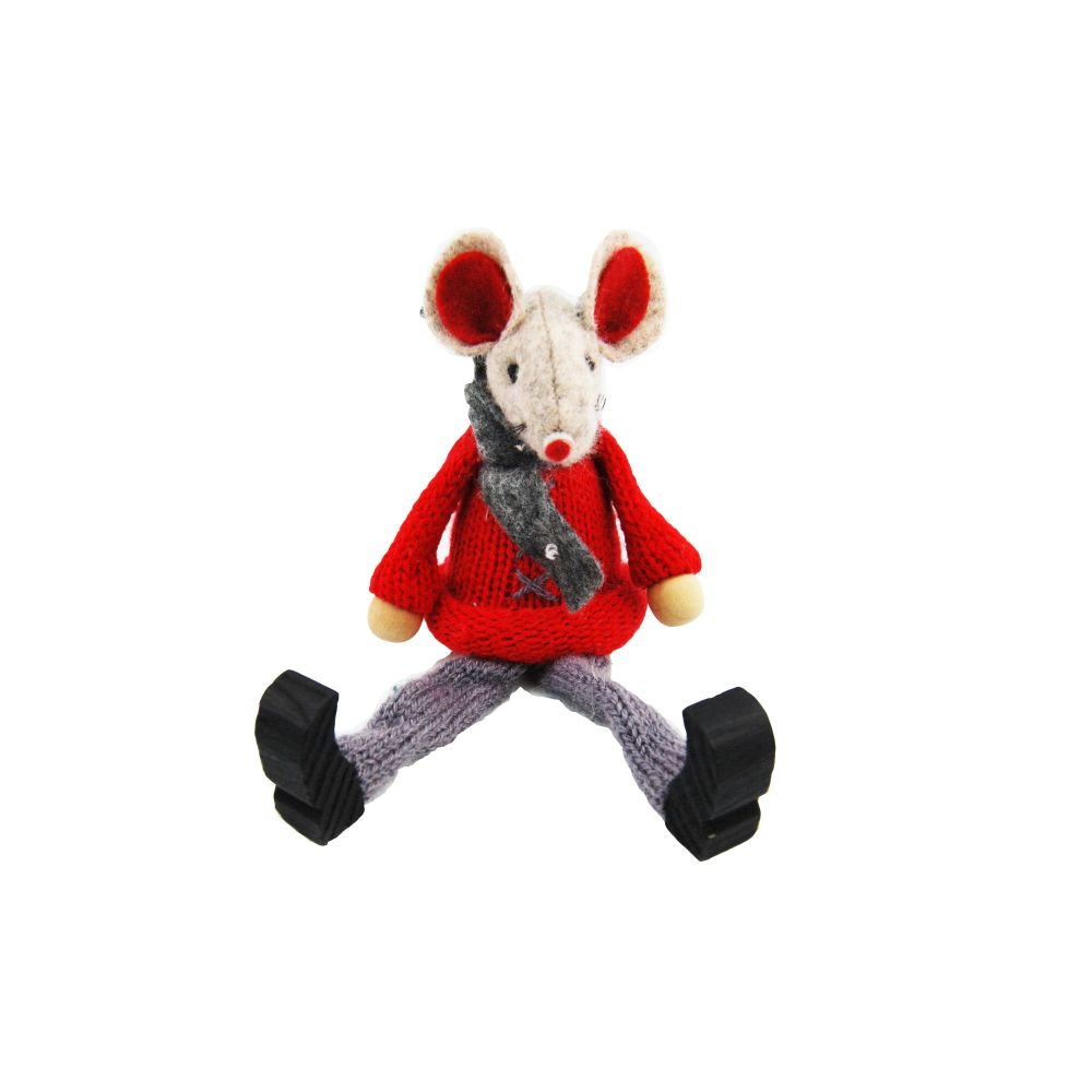 Felt Sitting Mouse in Red