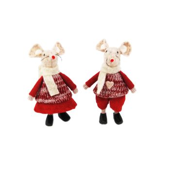 Felt Stitched Mice in Scarves -Set of 2