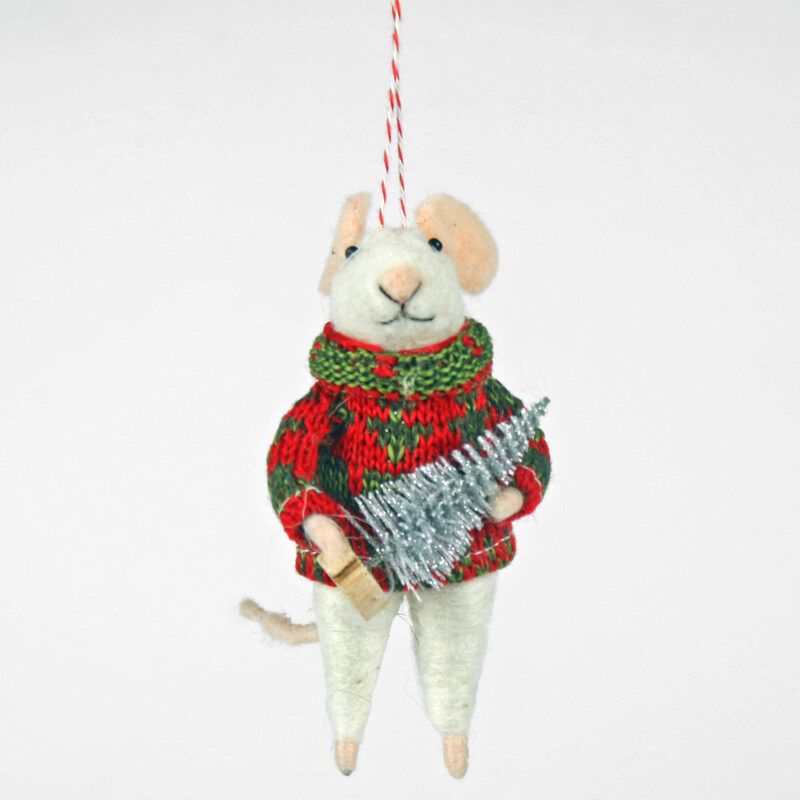 Felt Mouse with Silver Tree