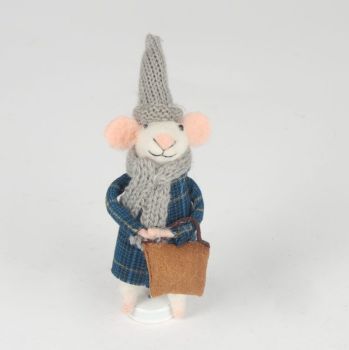 Felt Mouse in Grey Hat