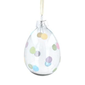 Gisela Graham Pastel Polka Dot Glass Egg Decoration