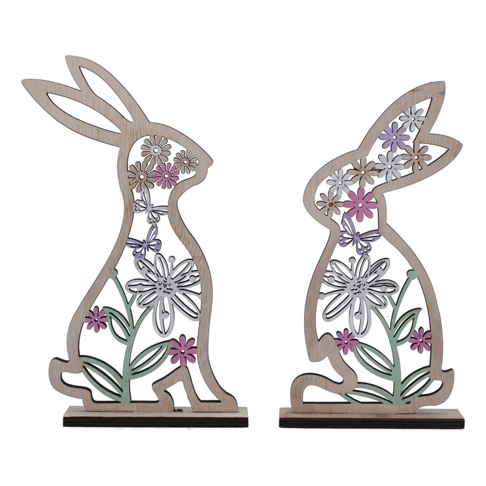 Gisela Graham Fretwork Bunny Ornaments - Set of 2