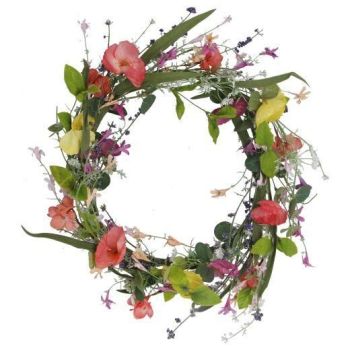 Gisela Graham Poppy Spring Wreath